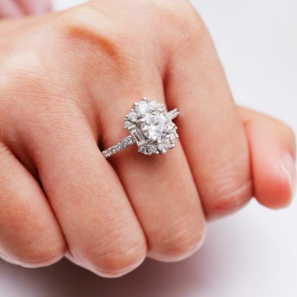 💍 Plain Romantic Gemstone CZ Thin Wedding Rings for Women, EVGG1586 - Picture 5 of 8